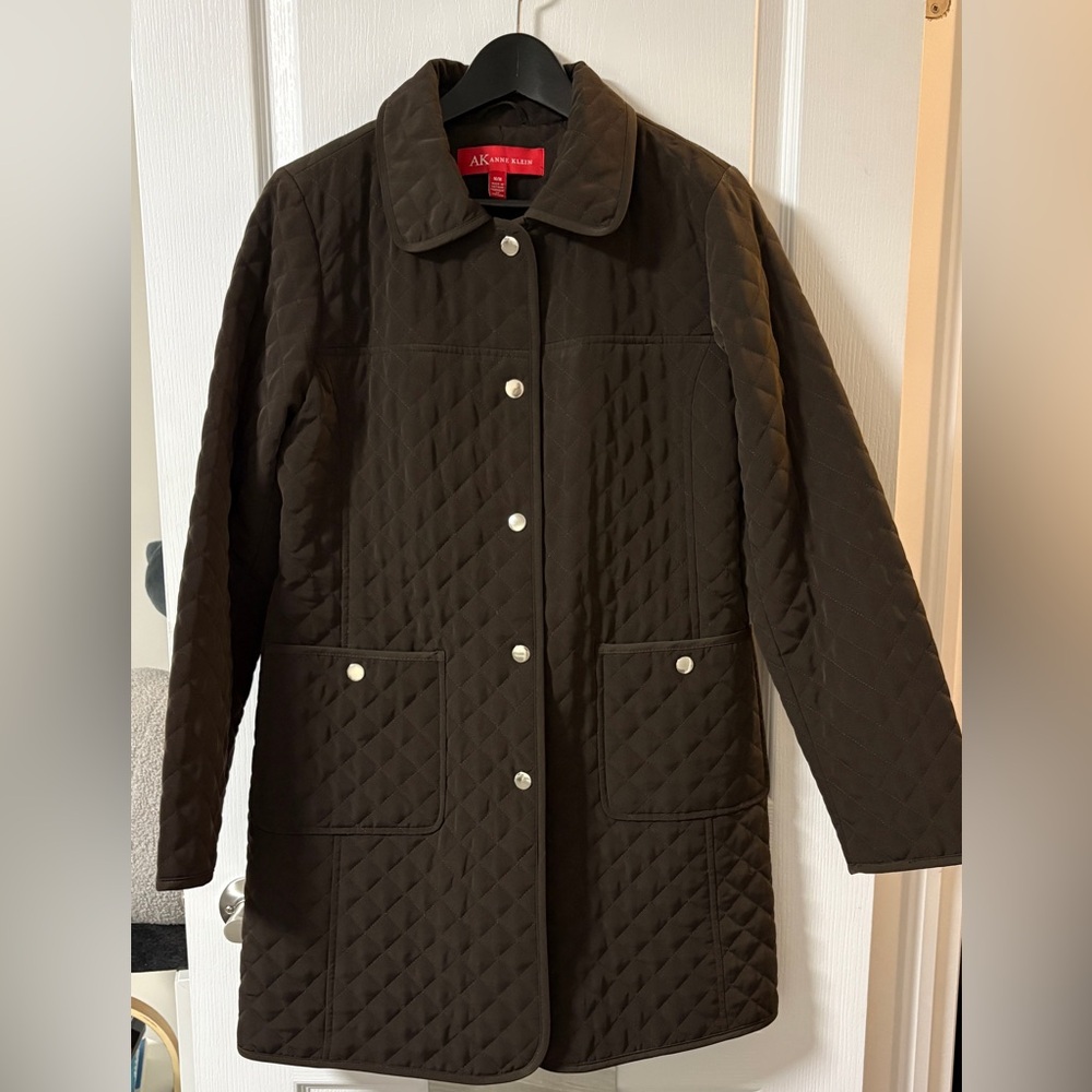 Anne Klein dark brown quilted jacket sz m medium preloved